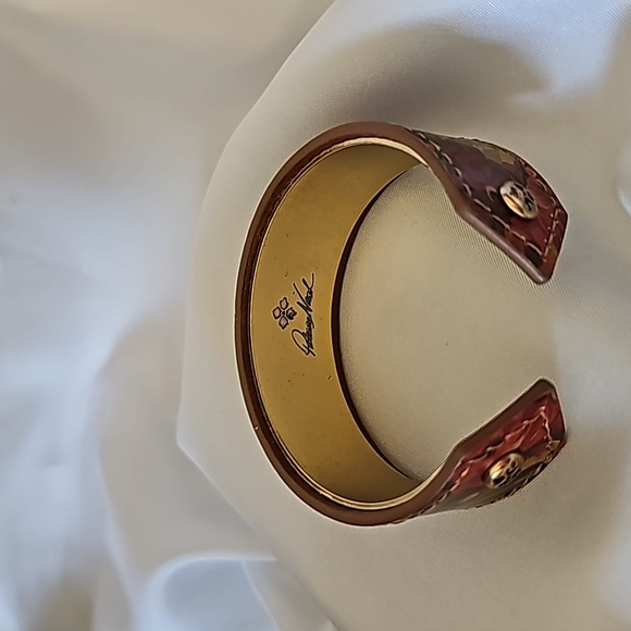 Patricia Nash Gold Floral  Necklace and Leather Cuff Bracelet  Set - Picture 7 of 7